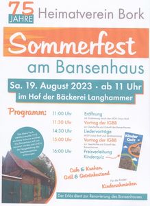 Sommerfest am Bansenhaus am 19.08.2023 - Heimatverein Bork